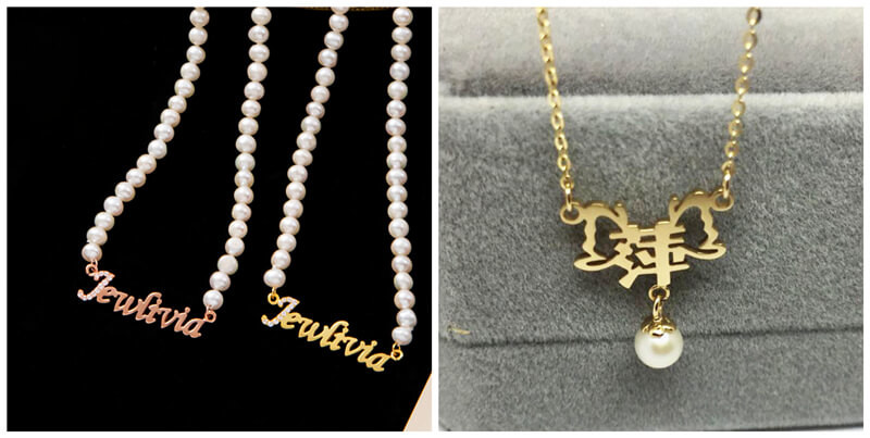 personalized genuine pearl necklace wholesale customizable pearl name necklaces in bulk